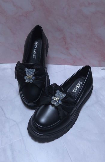 Mocassins Noirs Neufs - Nœud & Ourson Strass - Taille 29