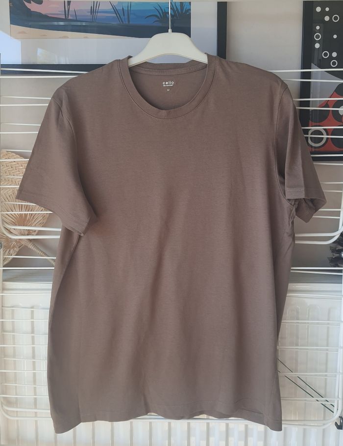 Lot de 3 t-shirts Celio, vert, bordeaux & taupe, taille: M - photo numéro 5