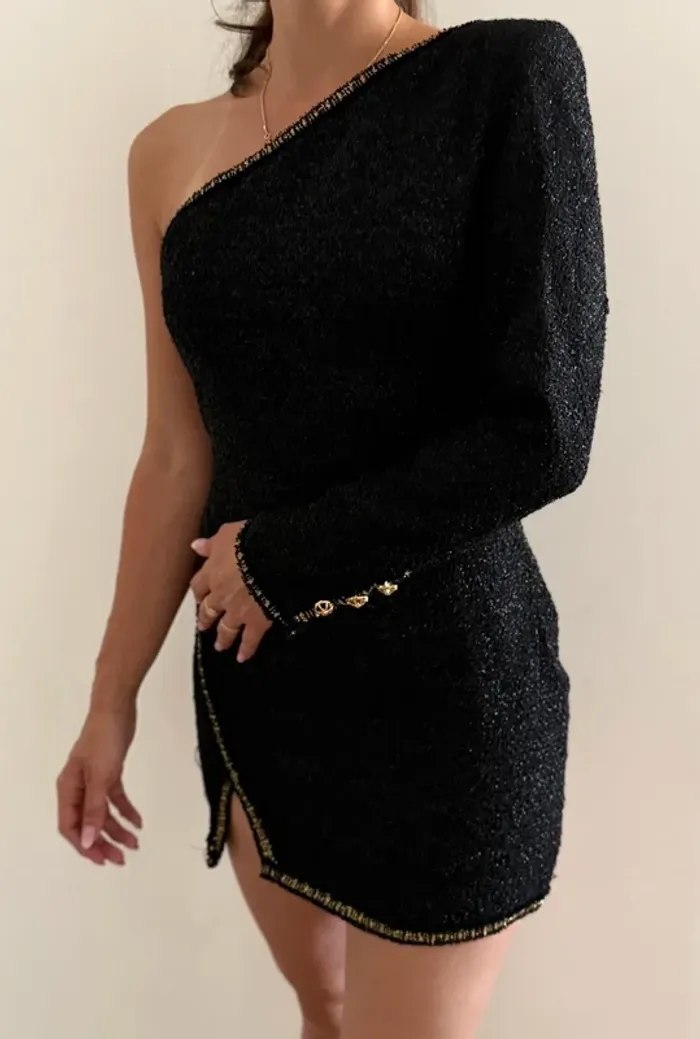 Robe courte asymétrique Zara noir et doré - Taille S