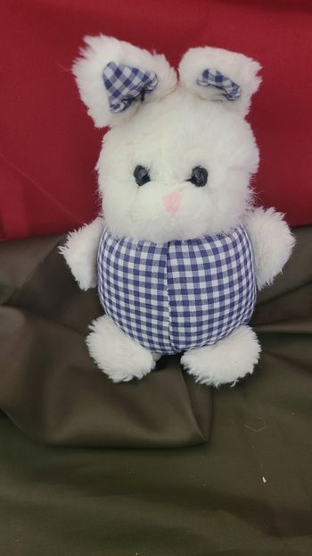 doudou vintage musical lapin boule vichy bleu creation blanchet