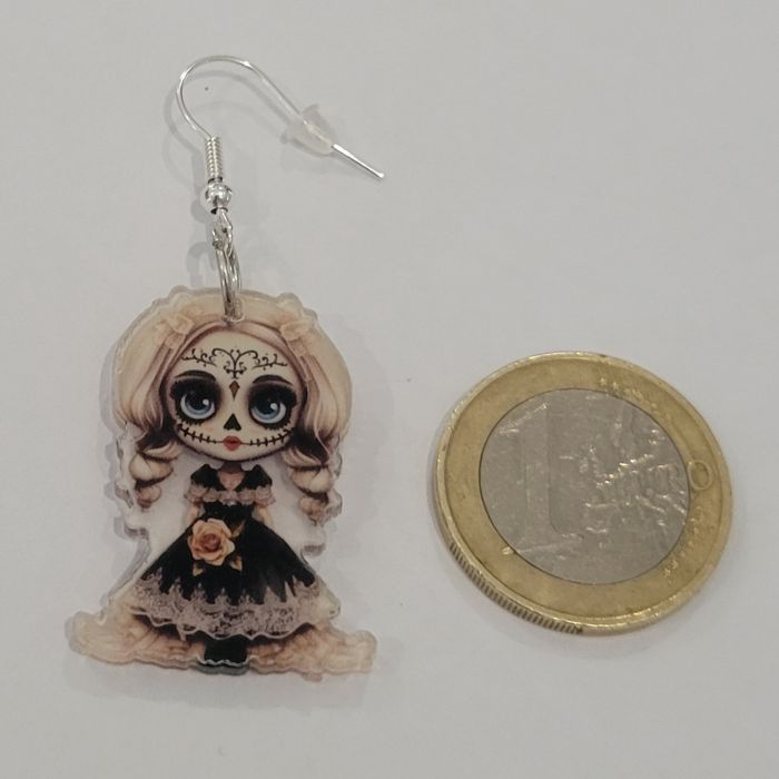 BOUCLES D'OREILLES POUPEE SANTA MUERTE HALLOWEEN ! NEUVE ! MODELE 3 - photo numéro 3