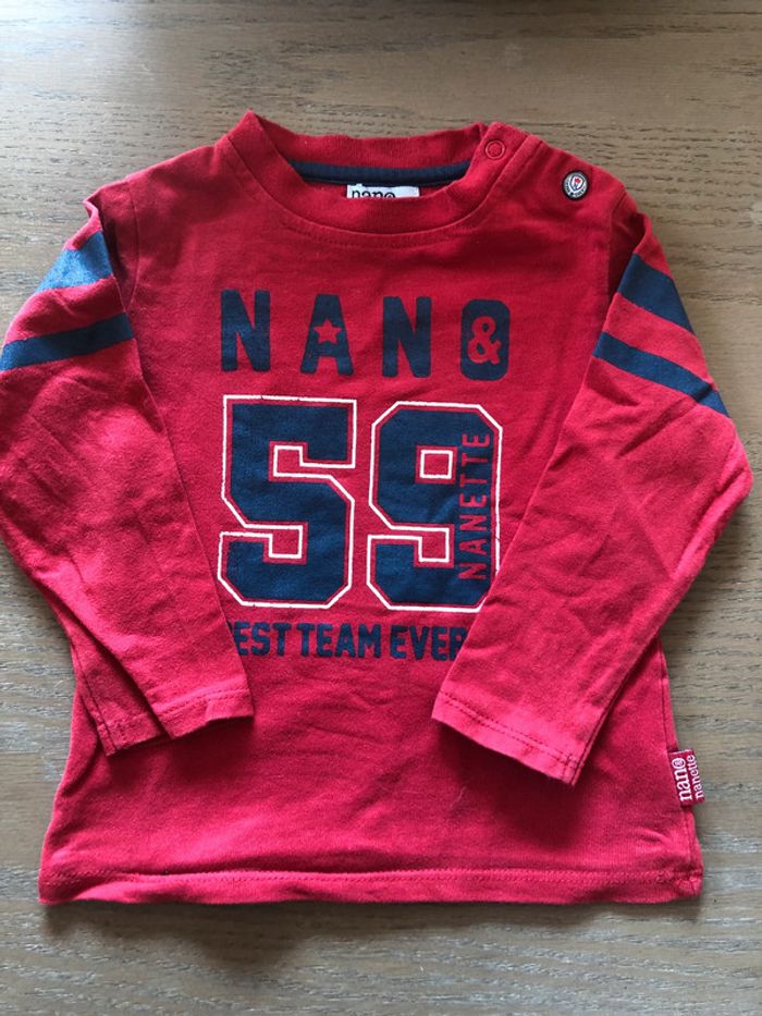 T-shirt rouge manches longues 12 mois