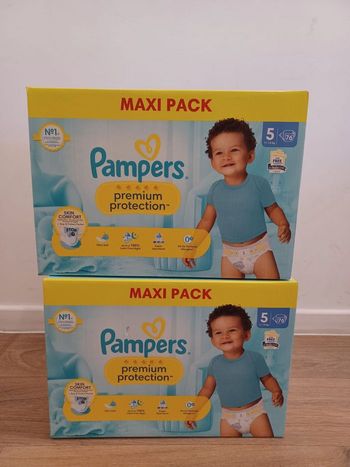 2 Cartons couches Pampers premium Taille 5 - Maxipack - carton de 76 couches