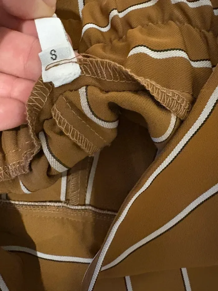 Pantalon camel à rayures blanches et noires – Imperial – Taille S - photo numéro 4