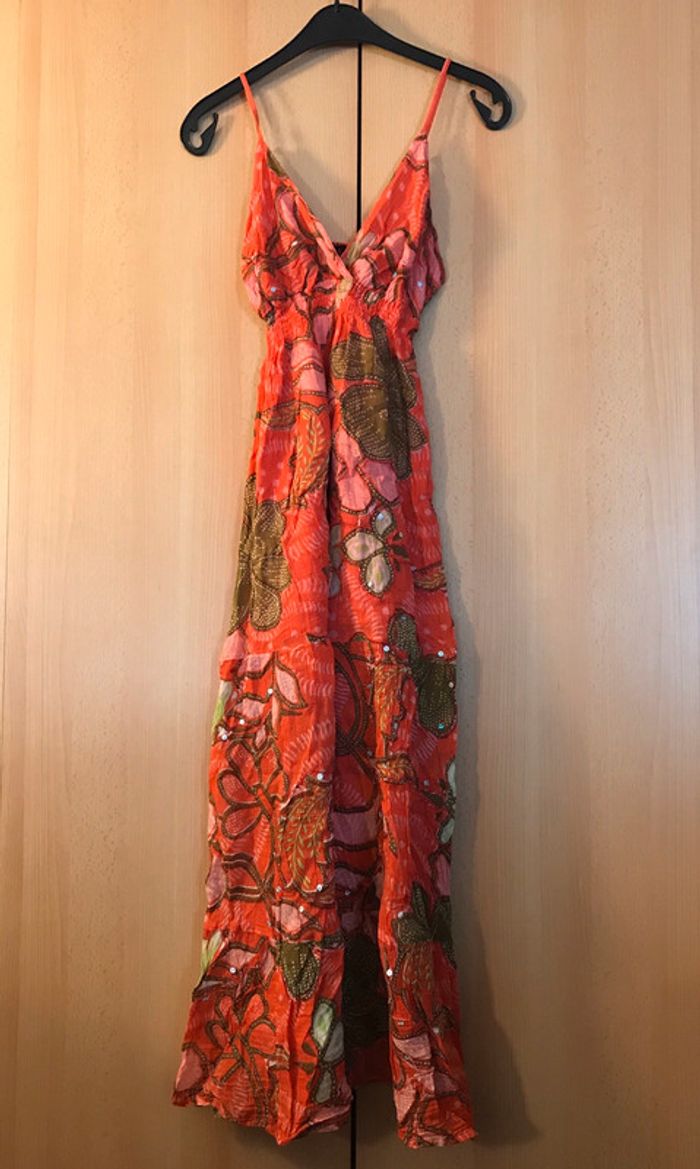 Robe longue rose