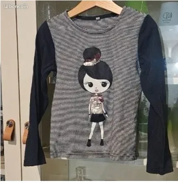 Tee-shirt fille bleu