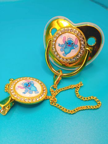 Tétine strass avec attache Stitch Noël