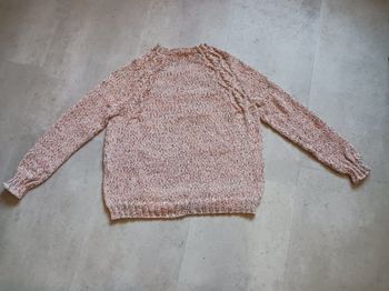 pull raglans torsadés chiné beige coton 38 tricoté main Phildar Neuf 