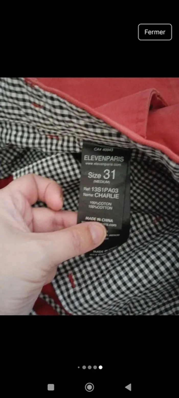 Pantalon chino homme eleven Paris taille 42 coupe droite - photo numéro 10