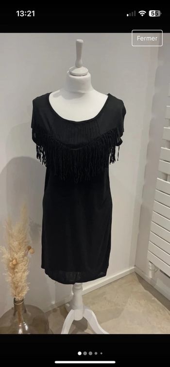 Robe noire à franges Ikks S