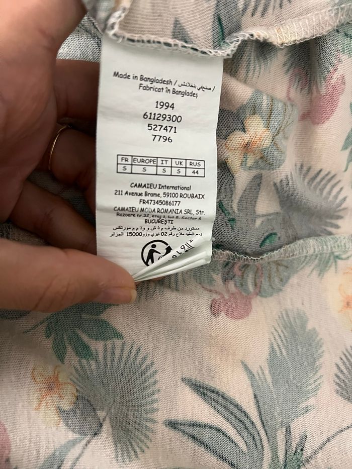 Débardeur imprimé tropical blanc et vert Camaïeu - photo numéro 6