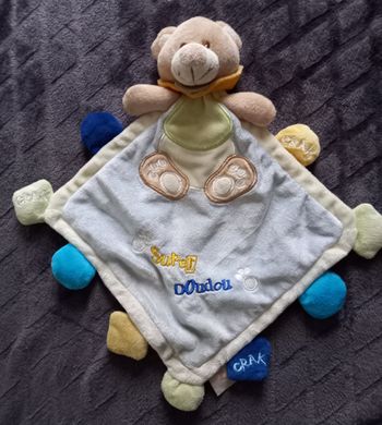 Doudou plat losange ours  super doudou crrak crak - Baby Nat