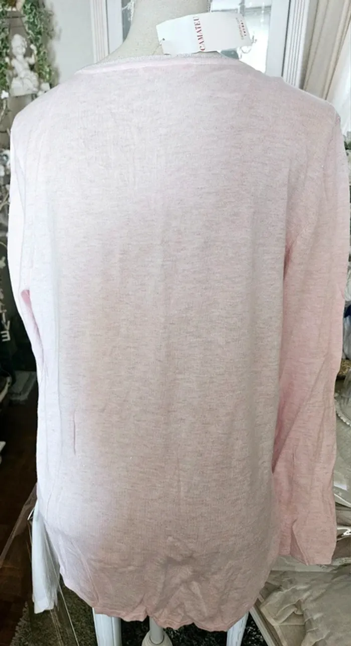 Pull fin rose légèrement pailleté Camaïeu Taille XXL Neuf - photo numéro 4