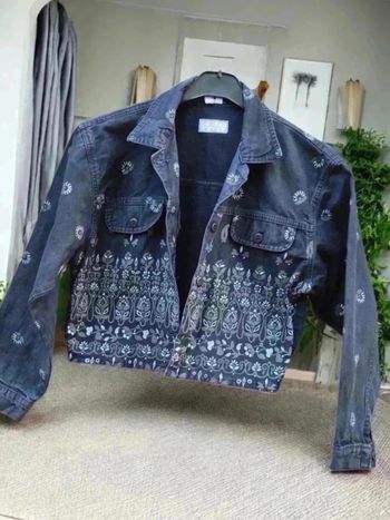 Veste jean courte effet délavée noir 🌹 10 ans 🌹