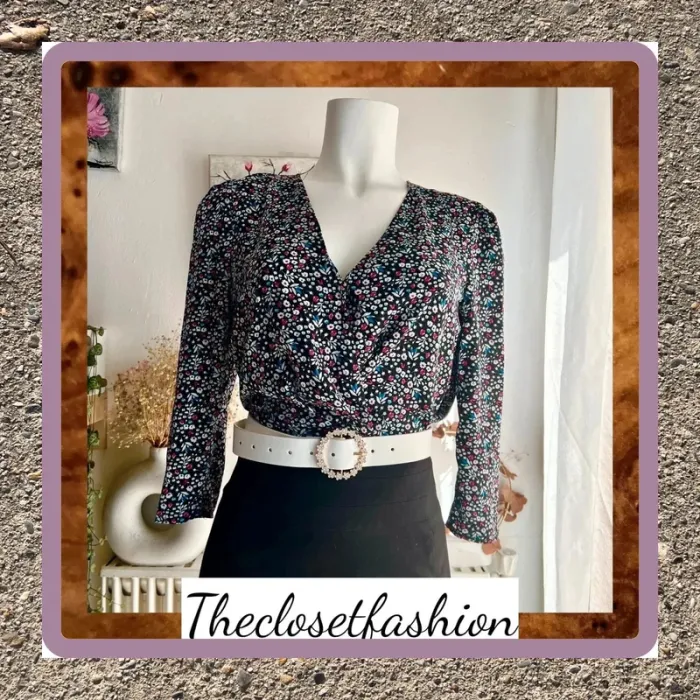 Blouse peplum imprimee fleuri femme - photo numéro 2