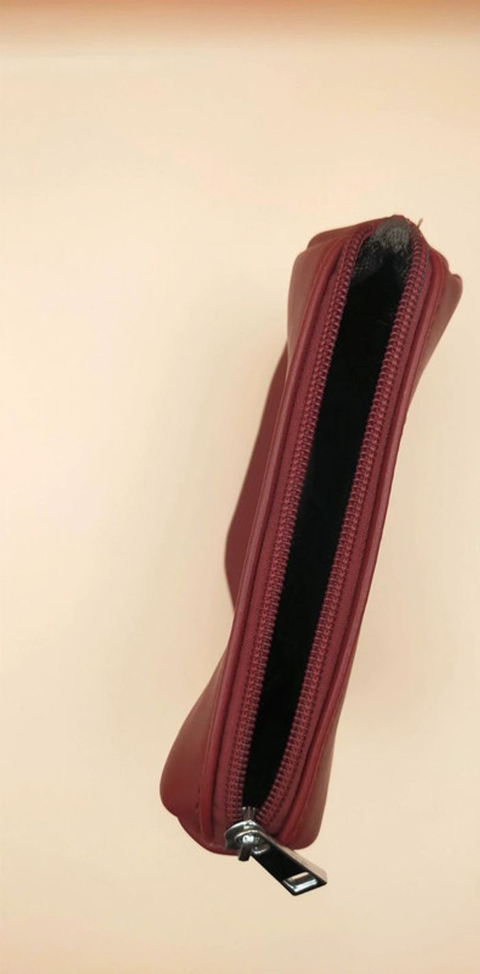 Sac à main en cuir, artisanal, bordeaux - photo numéro 9
