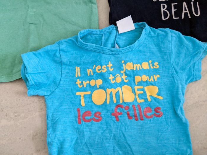 Lot de tee shirt à texte 12 mois - photo numéro 3