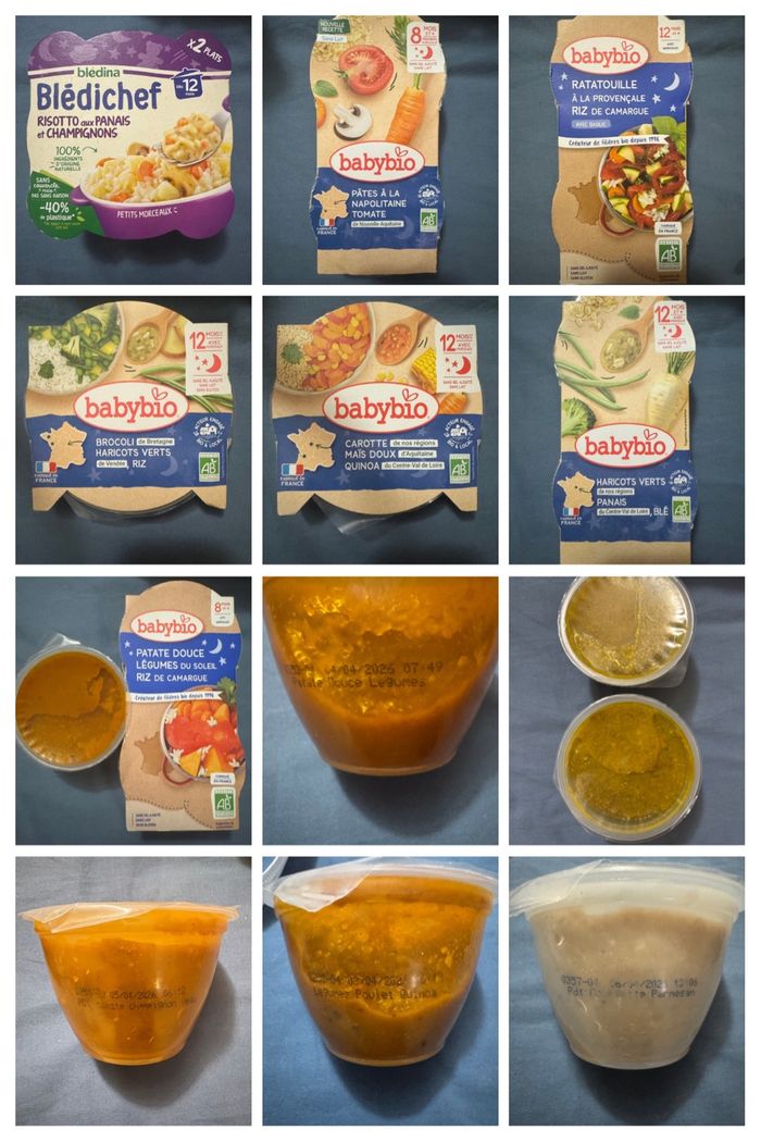 Lot repas bébé Babybio et Blédina – dès 8/12 mois