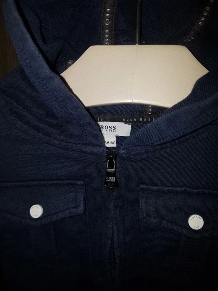 Sweat capuche bleu marine Hugo boss 6 mois 67 Cm zip - photo numéro 3