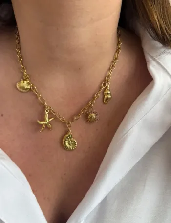 AB Paris - Collier doré sedna multi pampilles coquillage shell seashell soleil sea étoile de mer