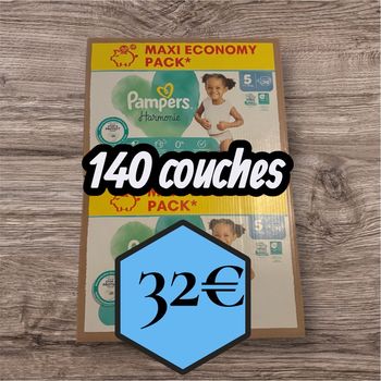 Couches Pampers harmonie  maxi Economy pack taille  5 / 140 couches