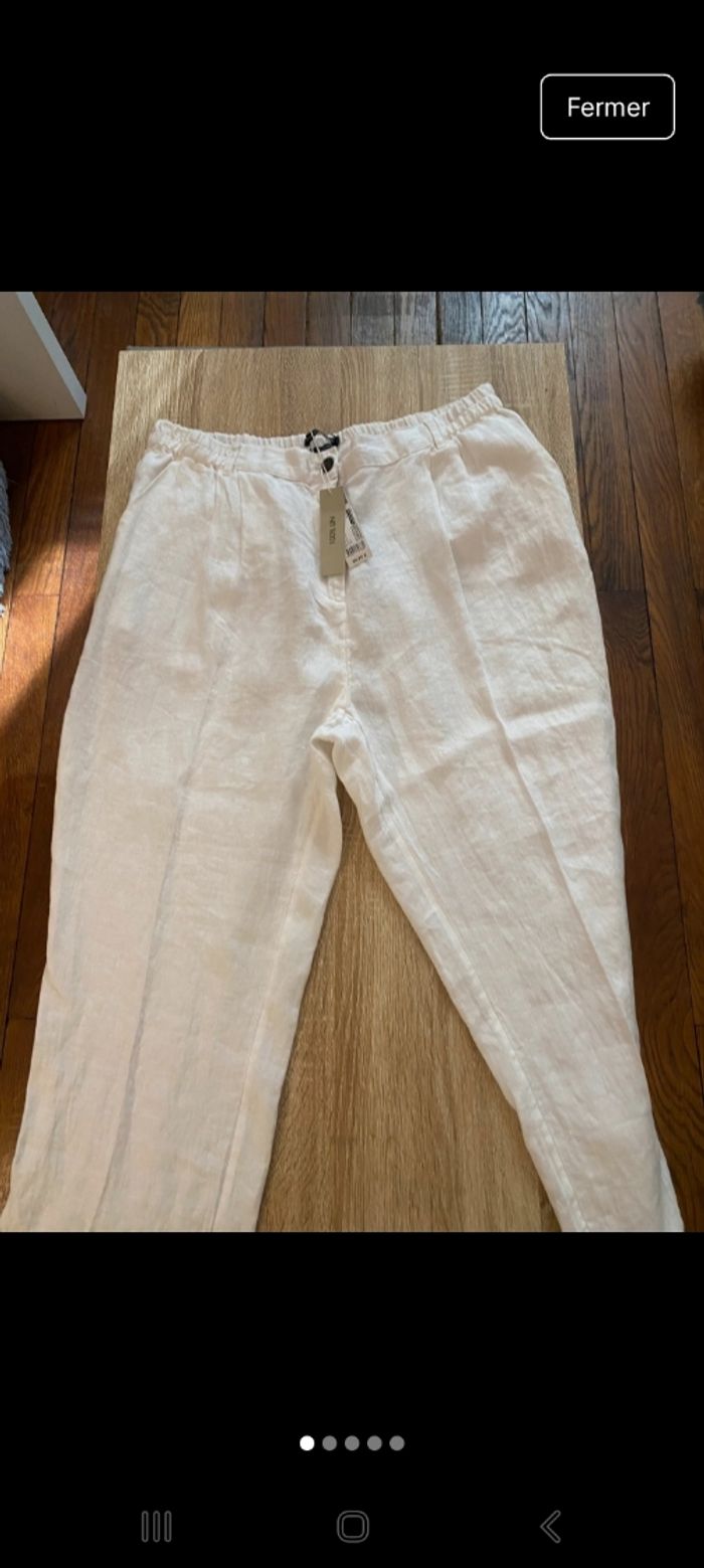 Pantalon monoprix lin blanc - photo numéro 3
