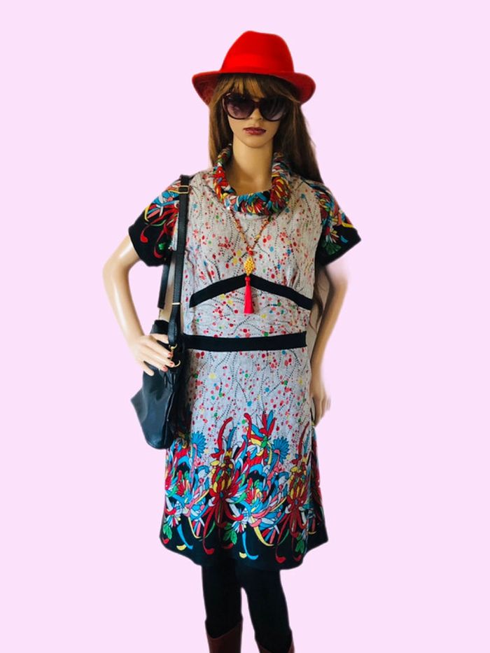 🩶🌹Robe d’automne gris multicolore Smash original multicolor dress🌹🩶 - photo numéro 9