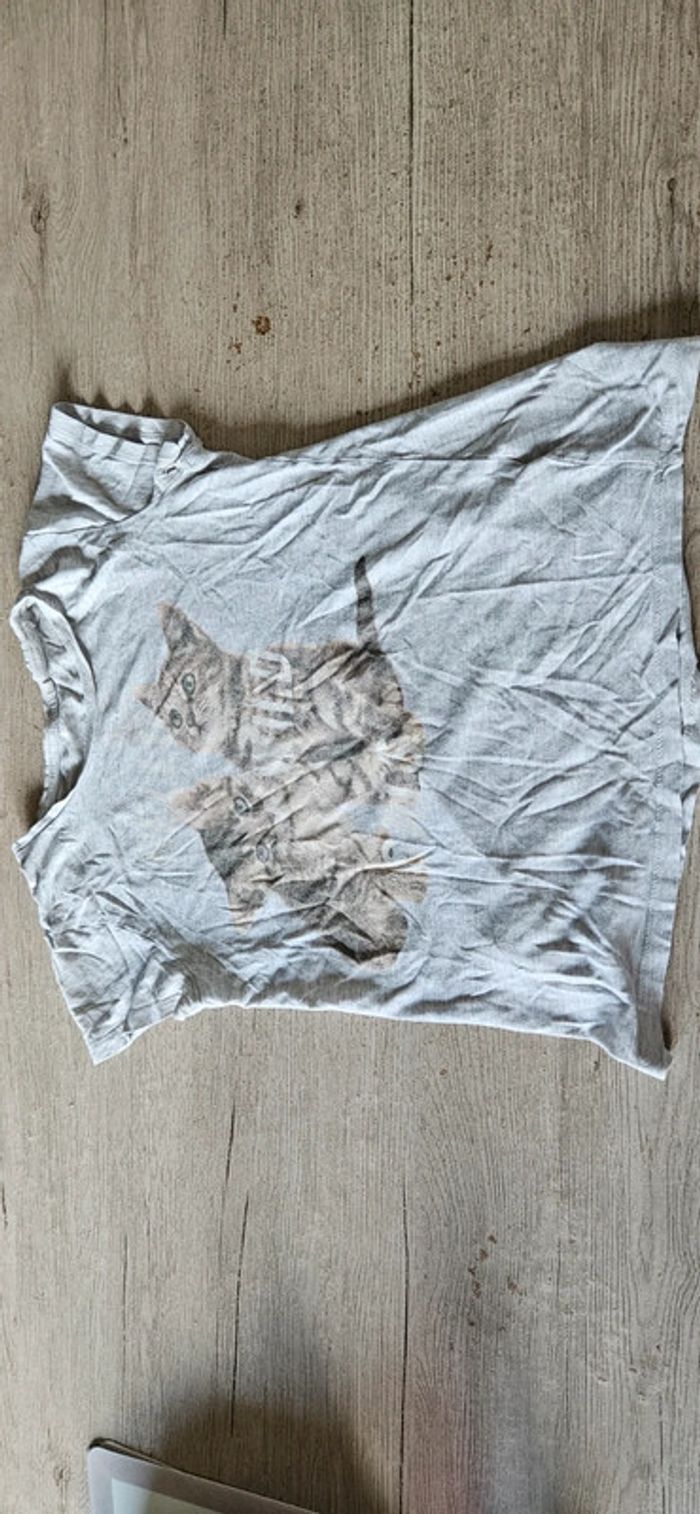 T shirt gris clair, manches courtes, C&A, taille 146/152 (11/12ans) - photo numéro 3