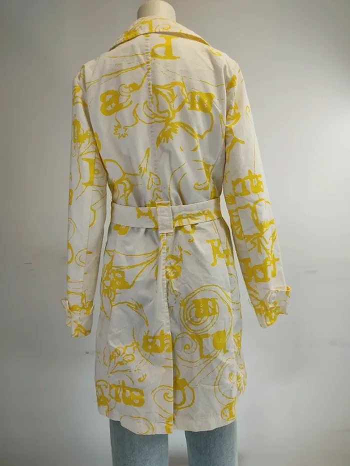 Trench - Not The Same blanc et Jaune vintage à motifs - A271 - photo numéro 6