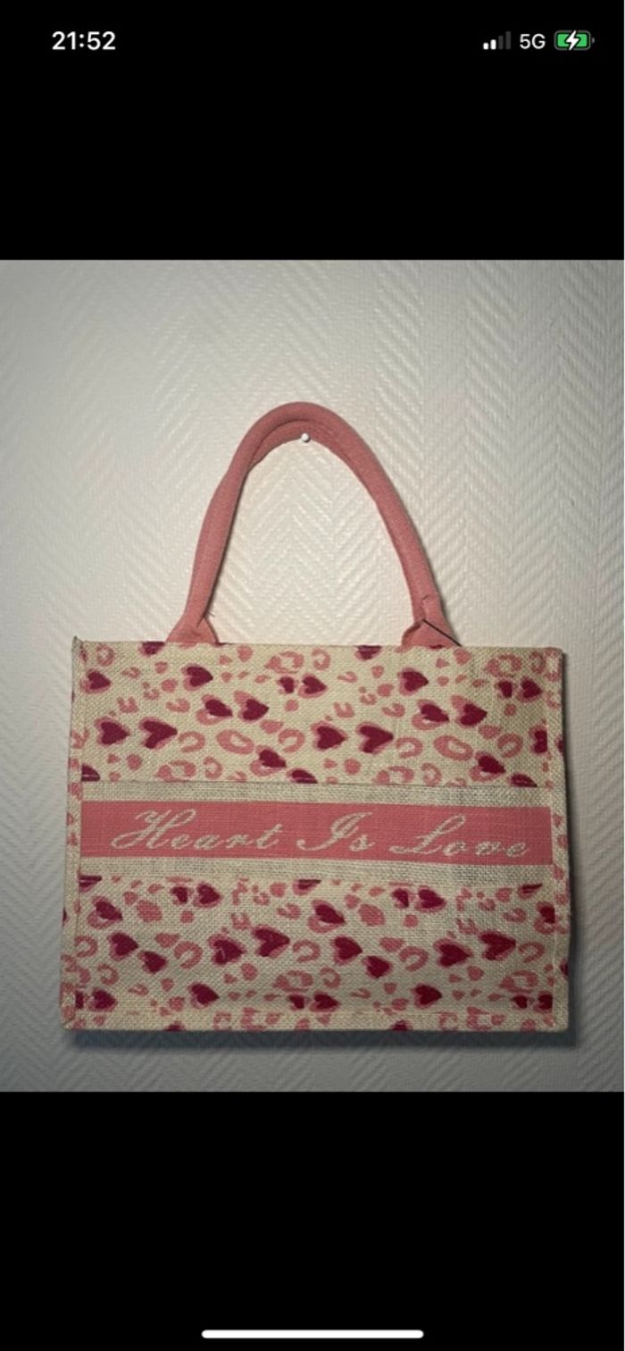 Sac cabas rose et blanc - photo numéro 3