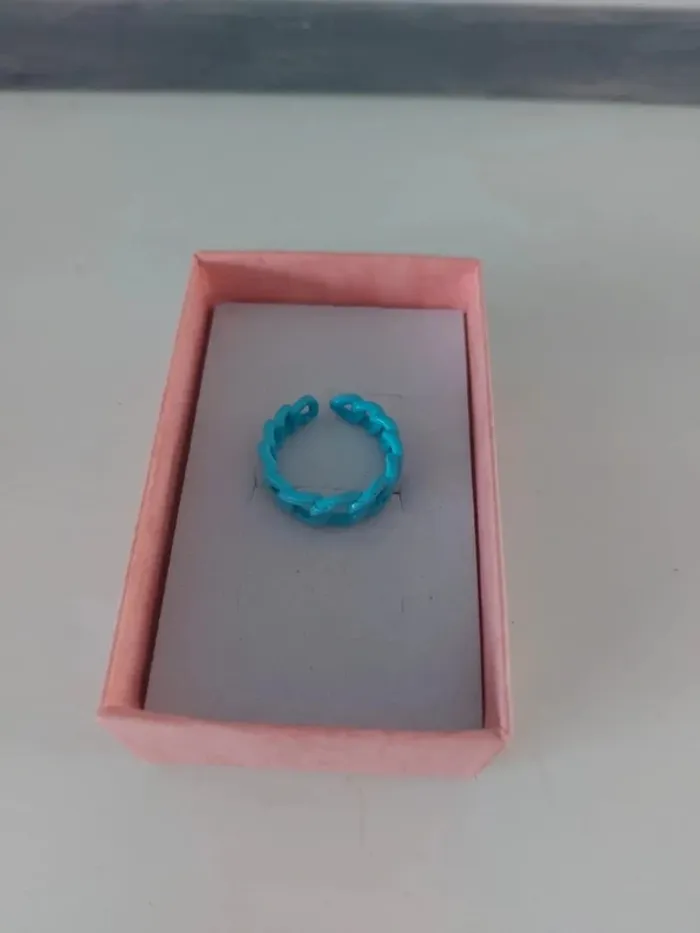 🐬 Bague fantaisie chaîne bleue - photo numéro 3