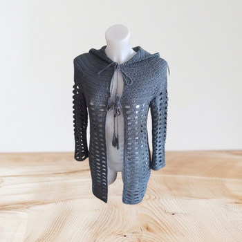 Gilet cardigan gris en coton avec capuche  taille 34/36