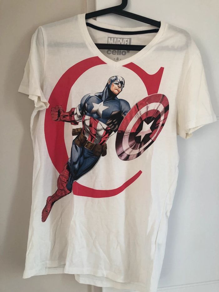 T-shirt blanc Captain America Marvel Celio 2012