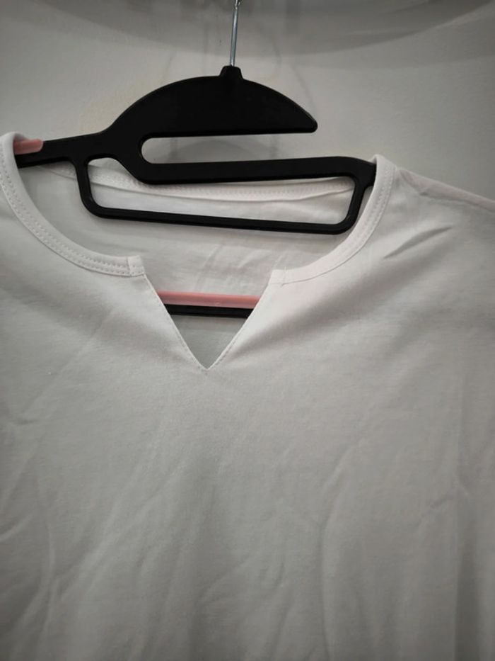 T shirt unis blanc ouku taille L neuf - photo numéro 2