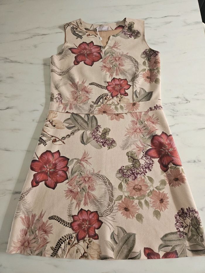 Cassis robe fleurie aspect daim taille 38 - photo numéro 7