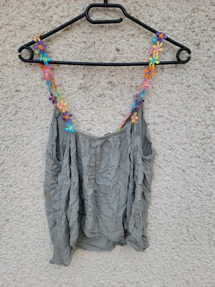 Joli haut crop top, fabriqué en Italie, original ethnique, mosaïque, vintage - photo numéro 3