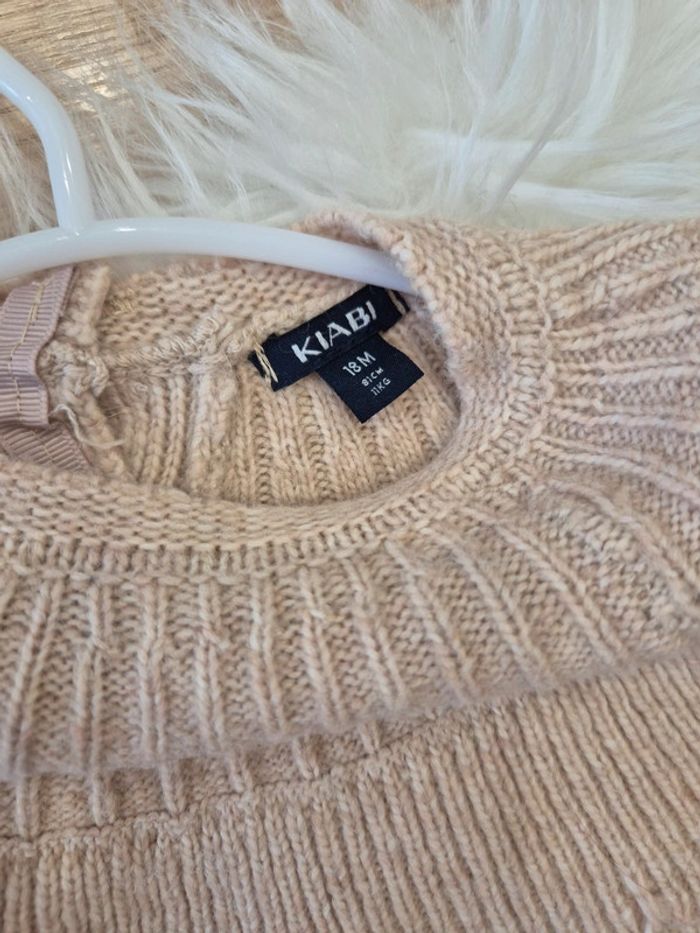 🤍 Jolie robe pull avec col en maille beige Kiabi 18 mois - photo numéro 3