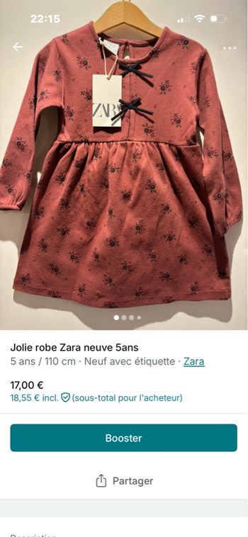 Jolie robe Zara neuve 5ans