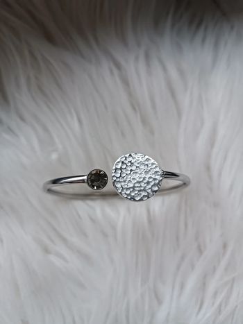 Bracelet jonc argenté en acier inoxydable pierre grise Bohm x Maelys