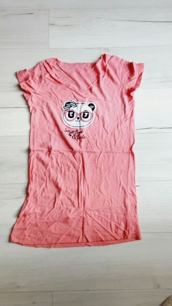 Vêtement fille chemise de nuit rose motif panda 12 ans