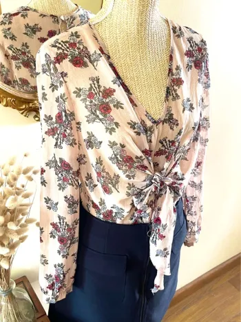 Sublime blouse chemise fluide chic fluide Haut Transparent Floral