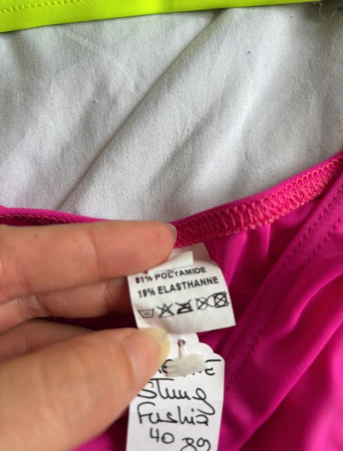 Ensemble maillot de bain bikini rose fushia multicolore tanga string taille S/36 neuf - photo numéro 3