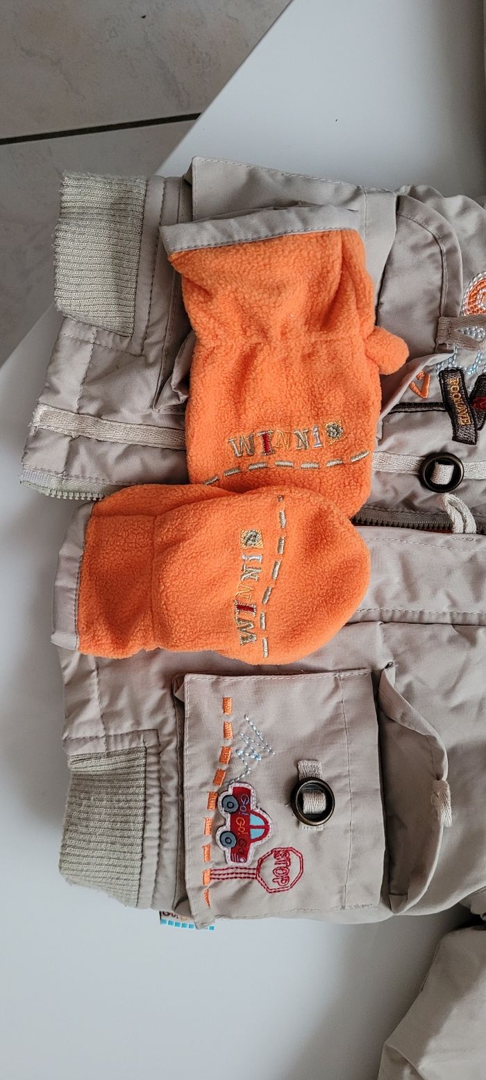 Blouson marron et orange avec capuche et gants - photo numéro 3