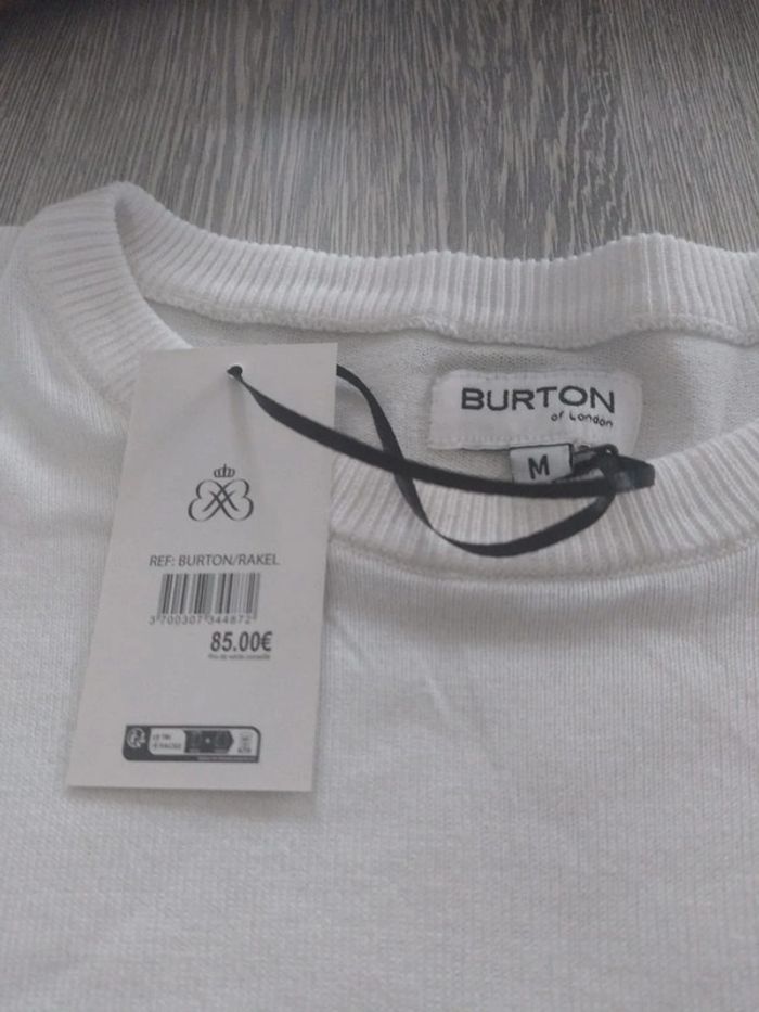 Pull fin Burton style marinière blanc et bleu taille m - photo numéro 6