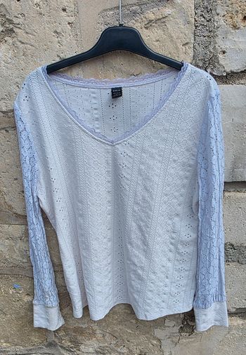 Top blanc manche dentelle