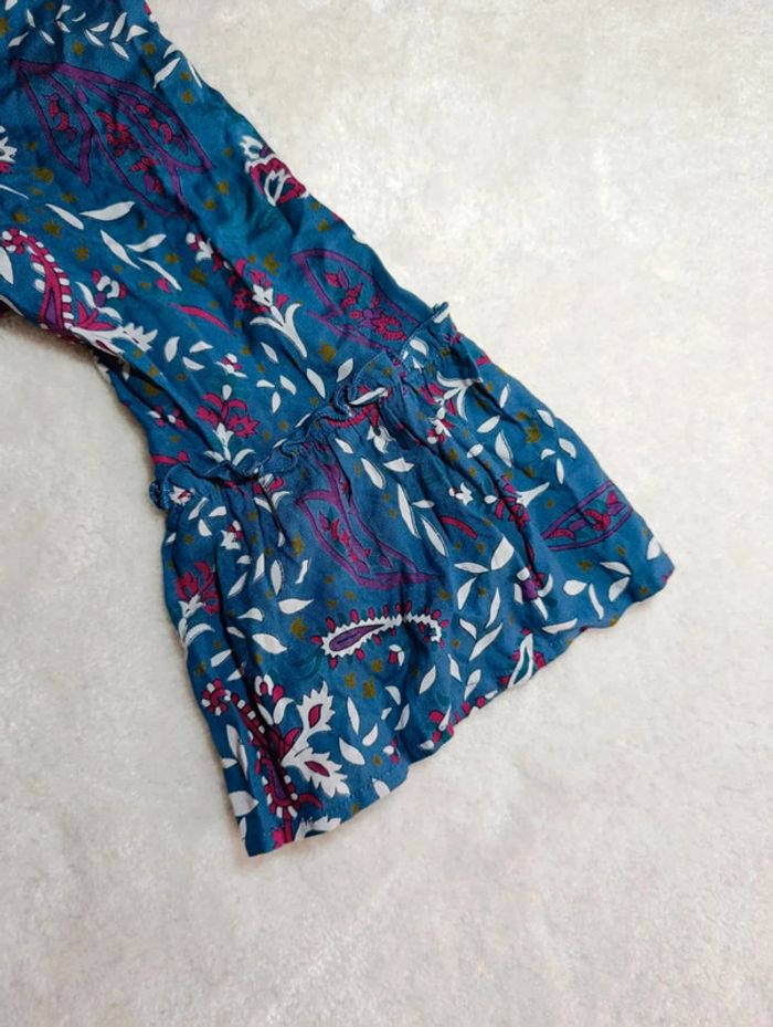 Robe longue bleu Blancheporte 36 fleuri feuillage manches 3/4 - photo numéro 9