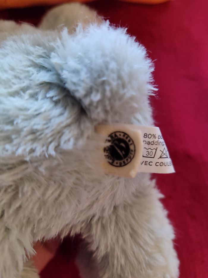 Doudou lapin bleu vert bouchara - photo numéro 2