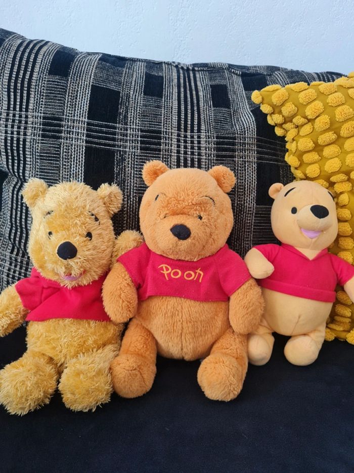 3 peluches winnie l'ourson 27 cm de haut - disney