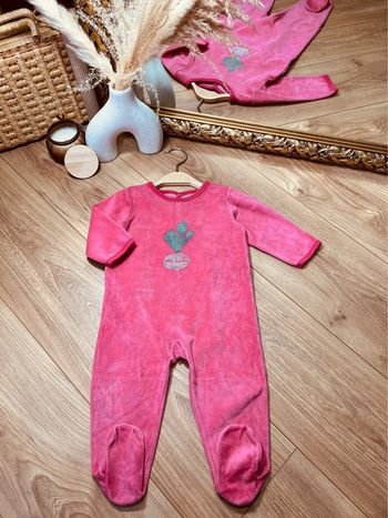 Taille 12 mois pyjama velours fille Petit Bateau rose * radis * 🎀