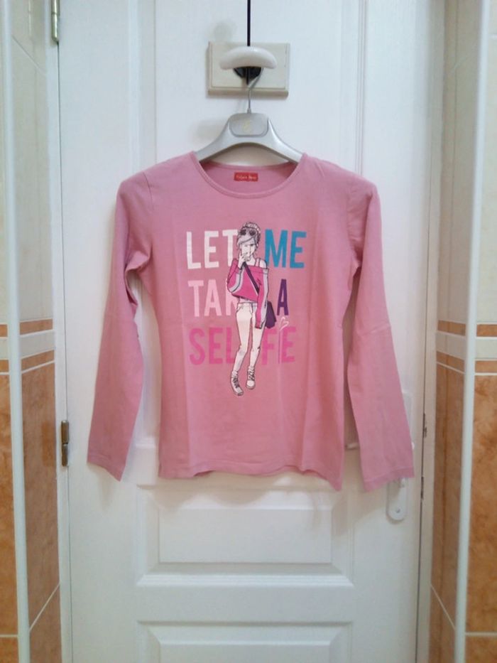 Tee-shirt manches longues rose T.14 ans - Tissaia